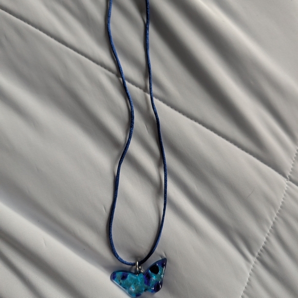 Blue Butterfly Pendant Necklace (New) - Picture 2 of 7